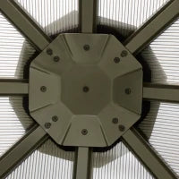 Gazebo da Giardino 3x3m con Tetto in Policarbonato e Zanzariere, Caffè e Khaki