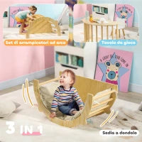 Arco Montessoriano 3 in 1 per Bambini da 18-48 Mesi, Struttura da Arrampicata, Tavolino e Dondolo con Cuscino