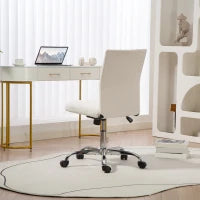 Sedia da ufficio senza braccioli, sedia da ufficio, altezza regolabile e girevole a 360°, 43 x 56 x 78-88 cm, crema