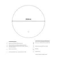 Specchio 5 mm tondo retroilluminato led interruttore touch pvc e mdf *** misura Ã˜90, tonalità dimmerabile 2700-4500...