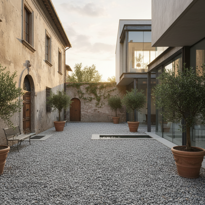 Pavimento drenante fai da te ciottoli in marmo e resina grigio bardiglio 15,750 kg