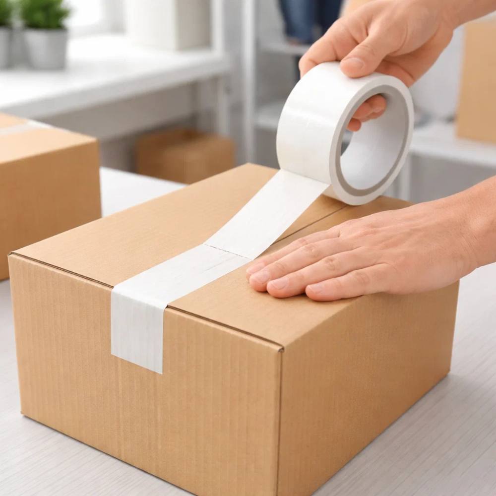 Nastro adesivo silenzioso bianco 50x132m per imballaggio professionale