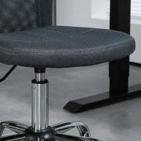 Sedia da Ufficio Ergonomica Altezza Regolabile Base Cromata Girevole a 360°, Rivestimento a Maglia Grigio Scuro