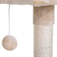 Torre per Gatti max 3.6kg con Amaca e Pallina Appesa, in Legno e Peluche, 50x36x70 cm, Beige