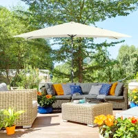 Ombrellone 2x3 m Rettangolare, in Alluminio Metallo e Poliestere con Angolo Regolabile, Bianco Crema e Nero