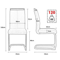 Set di 4 sedie da pranzo a sbalzo, struttura in metallo cromato, schienale in pelle artificiale PU, Nero
