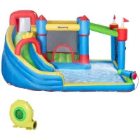 Castello Gonfiabile per Bambini con Scivolo, Trampolino e Piscina, 390x300x197cm