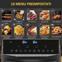 Friggitrice ad Aria 8L con Timer e Temperatura Regolabile, in Acciaio e Plastica, 38.8L x 36.3x31.1 cm, Nero