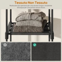 Armadio Guardaroba in Tessuto con 8 Ripiani e 3 Aste per Appendere, 182x43x185 cm, Nero