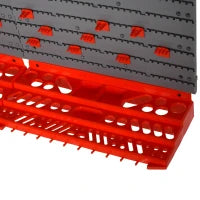 DURHAND 54PZ Contenitore Portautensile con 50 Ganci, Montaggio a Muro, PP, Rosso Grigo, 95.5x23x53.5cm