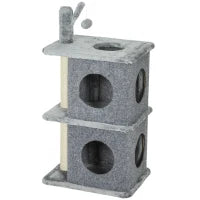 Albero Tiragraffi a 3 livelli con 2 nicchie 43 x 33 x 80 cm Grigio scuro