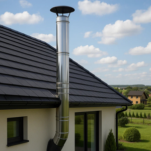 Elemento lineare doppia parete Ø 150/200 mm sp. 0,5 mm h. 500 mm canna fumaria