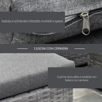 Mobili da Giardino Set 3 Pezzi in Rattan PE con 2 Divani e Tavolino da Caffè, Grigio