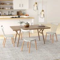 Set di 4 Sedie in Stile Scandinavo con Schienale Alto, Seduta in Polipropilene, Gambe in Faggio, 48 x 52,5 x 83 cm, Grigio