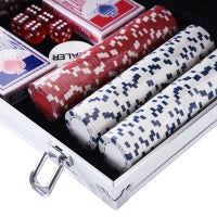 Valigetta Poker Professionale in Alluminio, Set Poker con 300 Fiches e 2 Mazzi per Texas hold'em e Blackjack