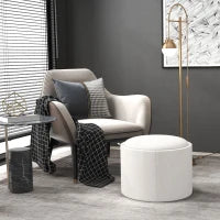 Pouf in Lino con Spazio di Archiviazione, Coperchio Ribaltabile, 56 cm x 56 cm x 42 cm, Crema e Naturale