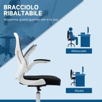 Sedia da Ufficio Ergonomica in Tessuto Traspirante con Altezza Regolabile e Braccioli Ribaltabili, 59x65x110-130 cm