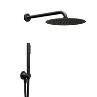 Kit doccia con soffione tondo nero doccetta e presa acqua con flessibile in pvc per il bagno *** confezione 1