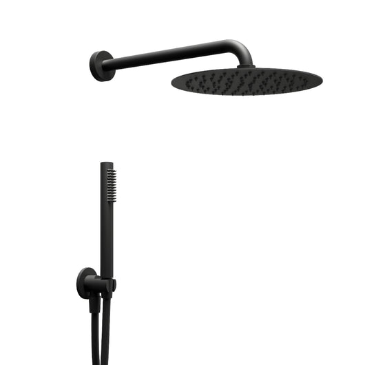 Kit doccia con soffione tondo nero doccetta e presa acqua con flessibile in pvc per il bagno *** confezione 1