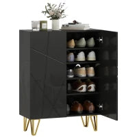 Scarpiera con 2 Ante e 4 Ripiani Regolabili, 72 x 31,5 x 95 cm, Nero