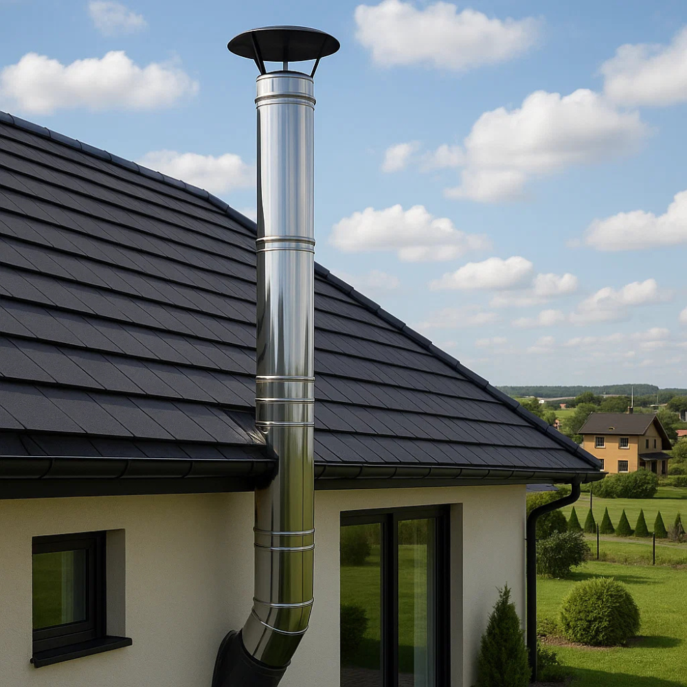 Elemento lineare doppia parete Ø 200/250 mm sp. 0,5 mm h. 1000 mm canna fumaria