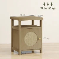 Set di 2 comodini stretti con vano aperto e finitura in vimini, 40 x 35 x 55 cm Marrone