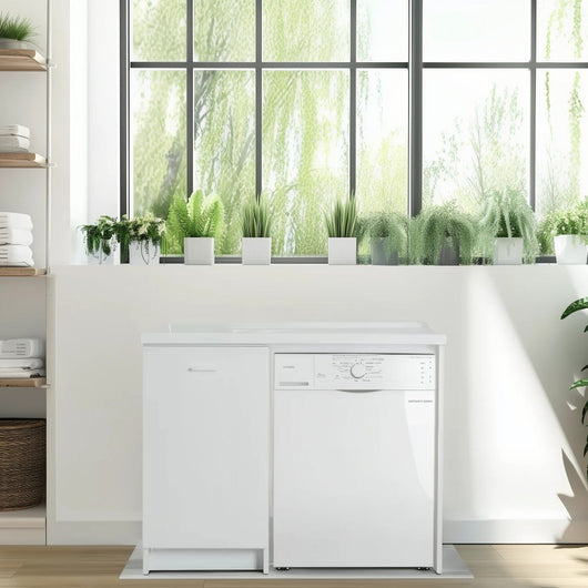 Mobile lavatoio 60x109 cm bianco con vasca in termoplastico e asse in termoplastico | Edilla