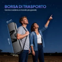 Telescopio Astronomico 80mm con Montatura AZ, 2 Lenti Oculari e Adattatore Smartphone, 92x92x130 cm, Bianco e Nero