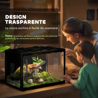 Terrario per Tartarughe di Terra e Rettili con Termometro 18-34℃, 60x40x40.5 cm, Nero