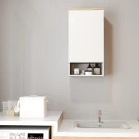 Armadietto Bagno a Muro con Mensole Regolabili e Ripiano Aperto in Legno e MDF,  40x27x77 cm, Bianco