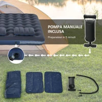 Letto Gonfiabile Matrimoniale con 2 Cuscini e Pompa Manuale Inclusa, 137x191x22 cm, Blu