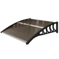 Tettoia da Esterno in Policarbonato per Porte e Finestre con Kit Montaggio 103x96.5x27cm - Marrone