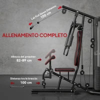 Stazione Fitness con Pesi da 45kg in Acciaio per Allenamento a Casa, 170x104x205cm, Nero
