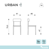 Urban, Set di 4 sedie in polipropilene Azzurro (50cm X 51cm H. 77cm)| Duzzle