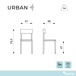 Urban, Set di 4 sedie in polipropilene Azzurro (50cm X 51cm H. 77cm)| Duzzle