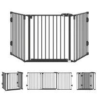 Cancellino per Cani Pieghevole in Acciaio con Chiusura Automatica, 202.5x2x76cm, Nero