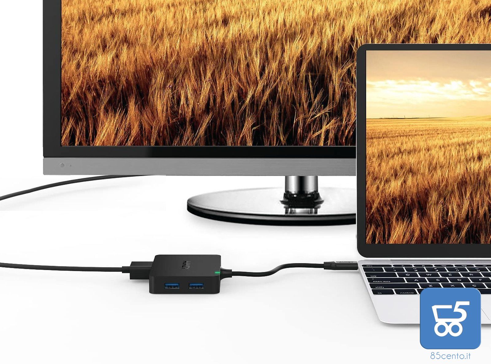 Usb Type-C Hub 4 USB 3.0 ricarica uscita Vga Full Hd Macbook Pro Samsung Lenovo Dell Huawei
