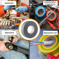 Kit nastro isolante in pvc autoestinguente multicolore per impianti sicuri *** colore grigio, dimensioni 25 mm x 25 m...