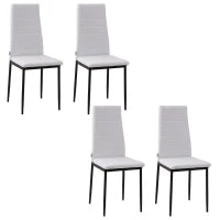 Set 4 Sedie Imbottite per Soggiorno o Sala da Pranzo, Sedie da Cucina Moderne, in Metallo e Tessuto Bianco