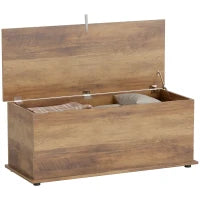 Cassapanca con Coperchio Ribaltabile e Chiusure di Sicurezza, 100 x 40 x 40 cm, Marrone
