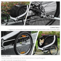 Rimorchio per Cani da Bicicletta, bianco e nero, 130x90x110cm