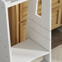Scala Montessori per Bambini Regolabile su 3 Livelli con Barra di Sicurezza, in Legno, 45x47.5x91 cm, Bianco