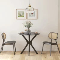 Tavolo da Pranzo, Tavolo da Cucina Rotondo, Design Moderno, 78 cm x 78 cm x 75 cm, Nero