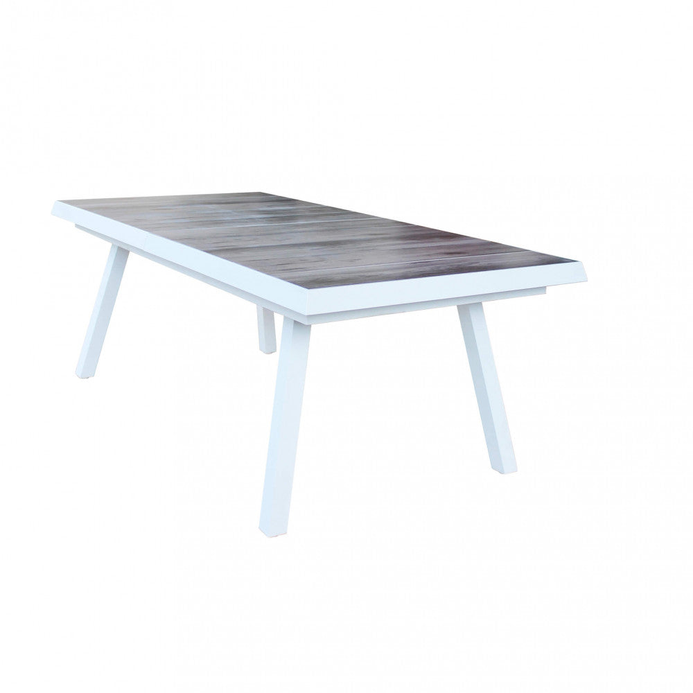 Tavolo Allumino E Gres Bianco Seattle 205/265X105 Cm