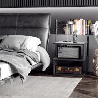 Tavolino da Caffè di Design, Tavolino da Salotto Bianco, 2 Ripiani Aperti, Design Moderno, Tavolino da Salotto e Soggiorno, Legno, 40x40x43cm, Nero