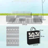 Tappeto da Esterno Reversibile con Motivo Geometrico e Borsa Inclusa, 182x274 cm, Grigio e Bianco