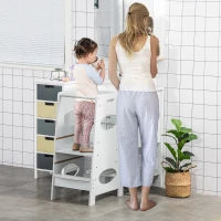 Torre Montessoriana per Bambini 3-6 Anni con Altezza Regolabile in MDF, 40x50x90cm, Grigio