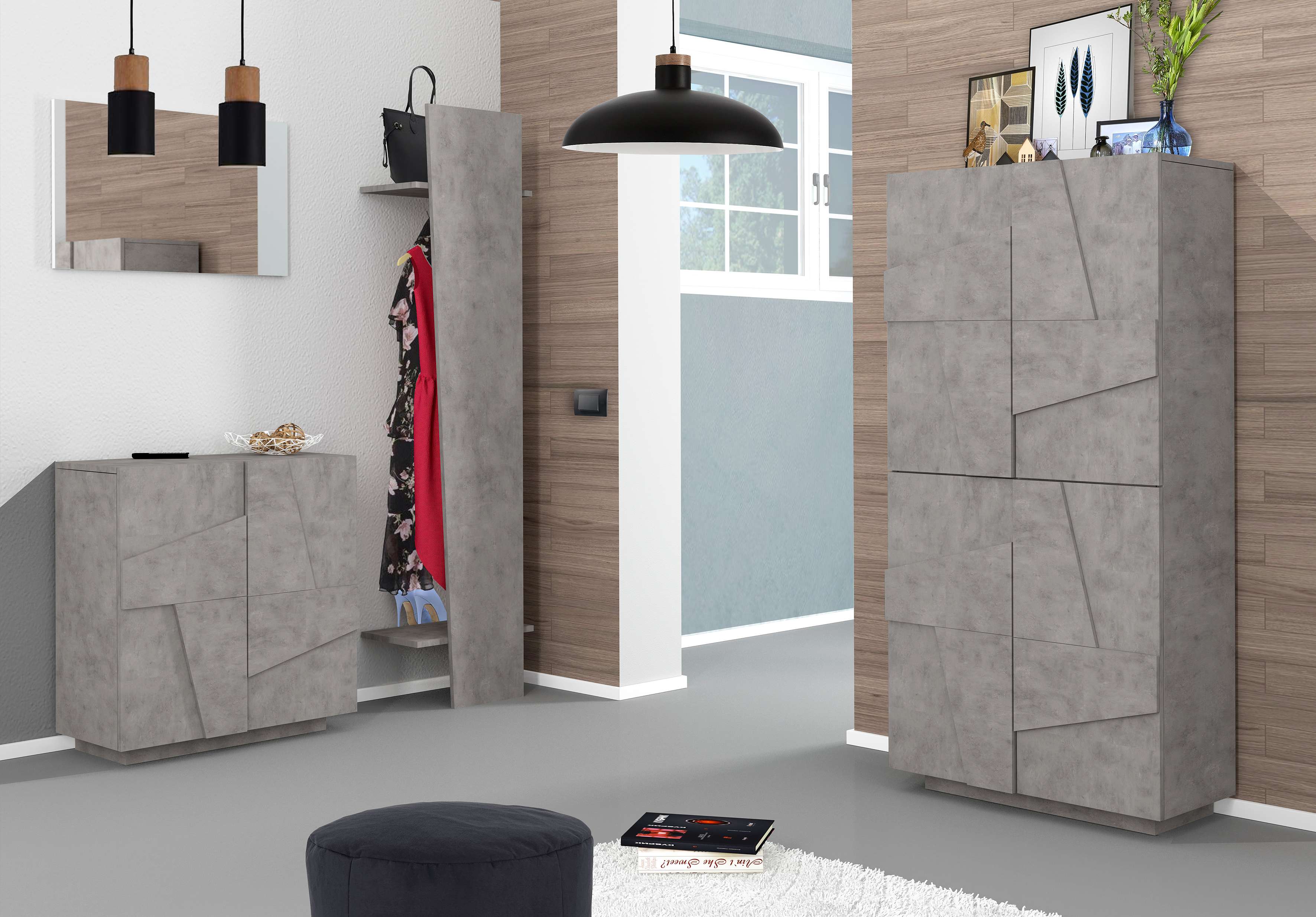 Mobile ingresso PING L 50 x H 200 x P 30 cm grigio ardesia