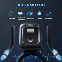 Cyclette da Casa con Resistenza Magnetica, Fitness Cyclette da Camera Professionale con Manubrio e Sella Regolabile, Monitor LCD e Volano 15kg, Supporto Fino a 180kg, Argento Nero