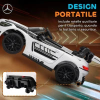 Auto Elettrica Bambini 3-8 Anni Mercedes-AMG 12V con Telecomando, Luci LED, Rotelle di Trasporto, Bianco